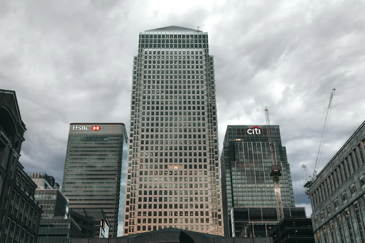 A European financial district office building